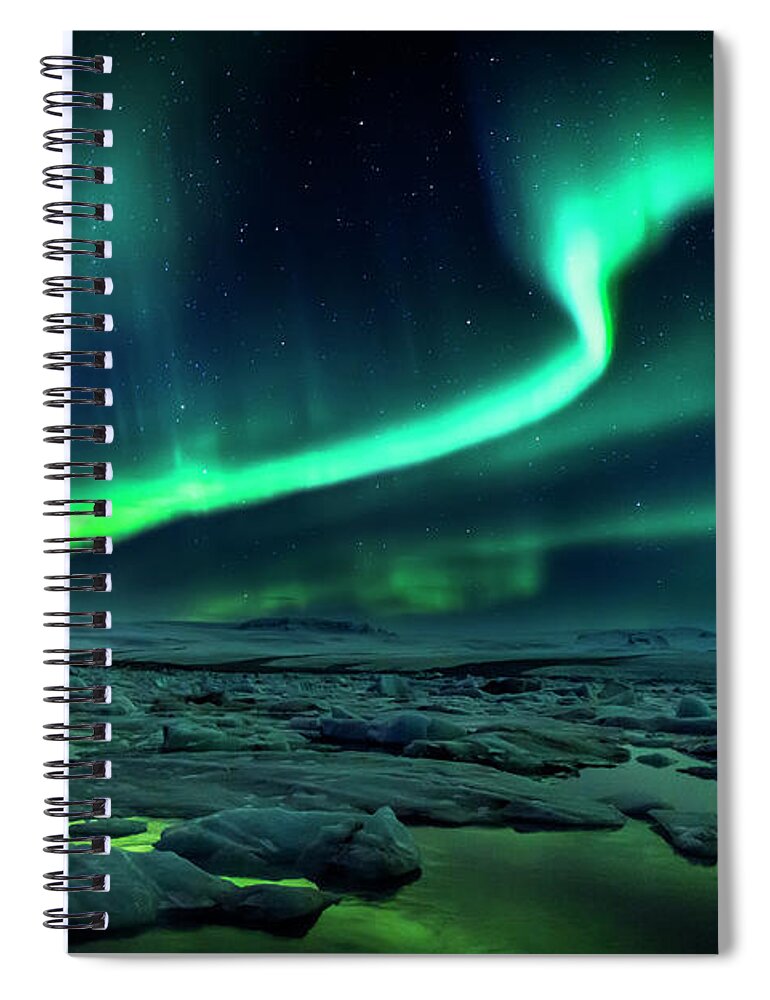 Scenics Spiral Notebook featuring the photograph Aurora Borealis Or Northern Lights #4 by Arctic-images