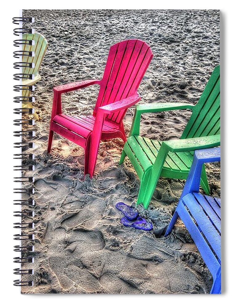 Alabama Spiral Notebook featuring the digital art 4 Beach Chairs by Michael Thomas