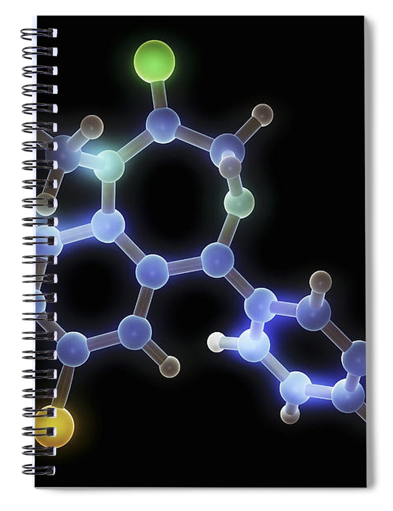Digital Illustration Spiral Notebook featuring the photograph Diazepam Molecule #4 by Science Picture Co