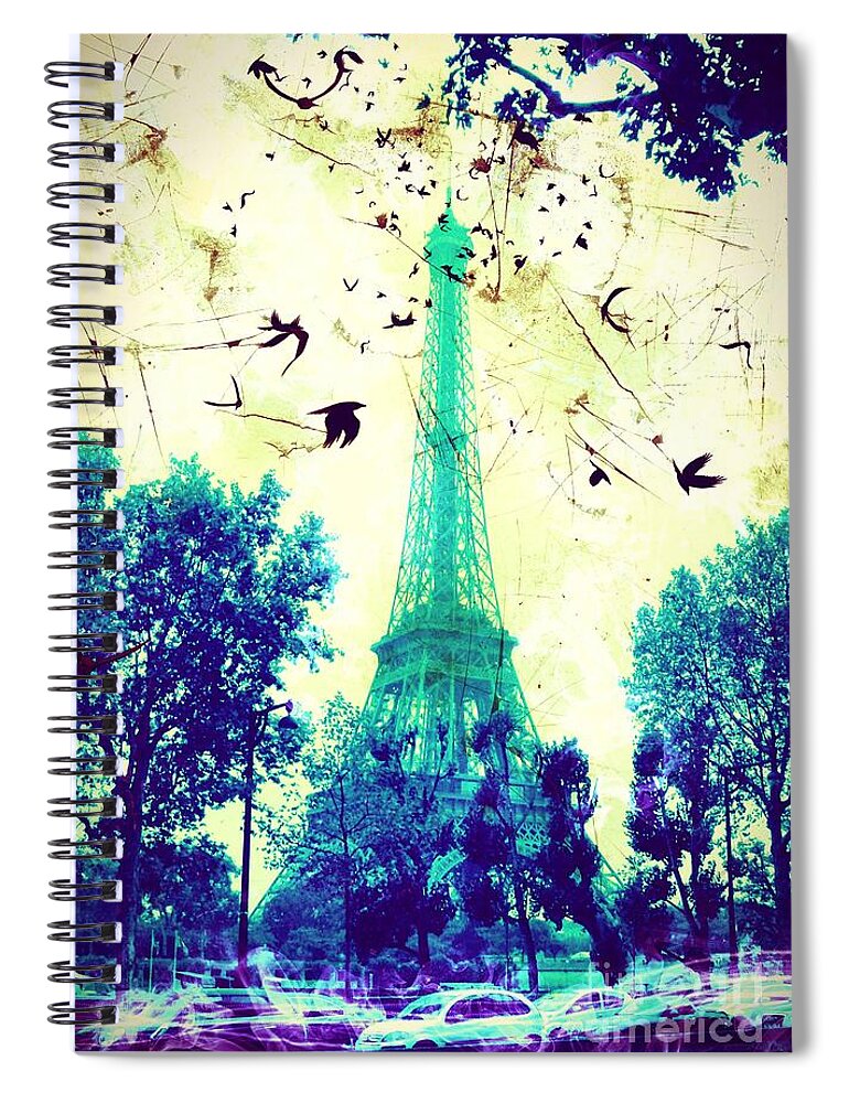 Eiffel Tower Spiral Notebook featuring the digital art Eiffel Tower #4 by Marina McLain