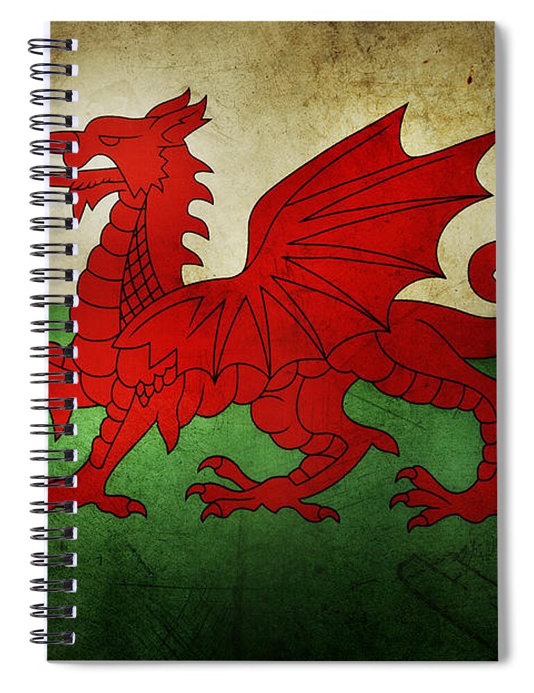 Flag Spiral Notebook featuring the photograph Welsh flag #2 by Les Cunliffe