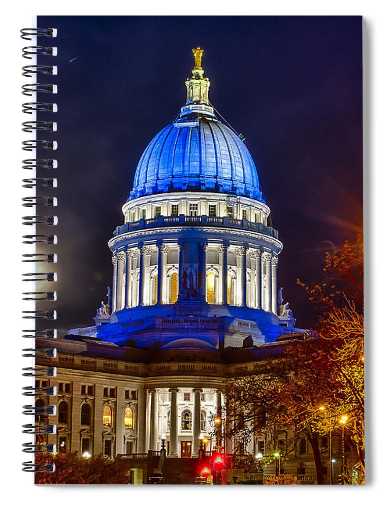 Blue Spiral Notebook featuring the photograph Madison Capitol by Steven Ralser