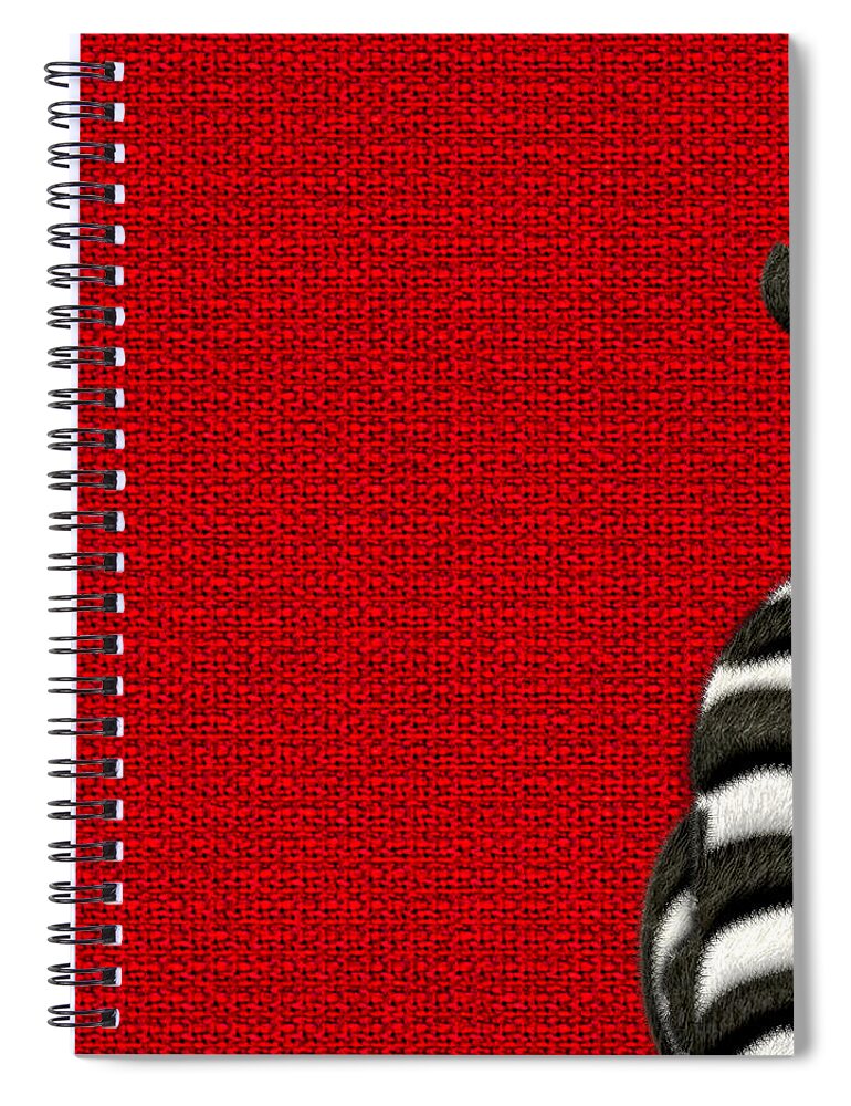 'beasts Creatures And Critters' Collection By Serge Averbukh Spiral Notebook featuring the digital art 4-Piece Set - Zebra Rear View on Red 1-of-4 by Serge Averbukh