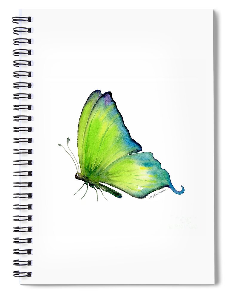 Skip Spiral Notebook featuring the painting 4 Skip Green Butterfly by Amy Kirkpatrick