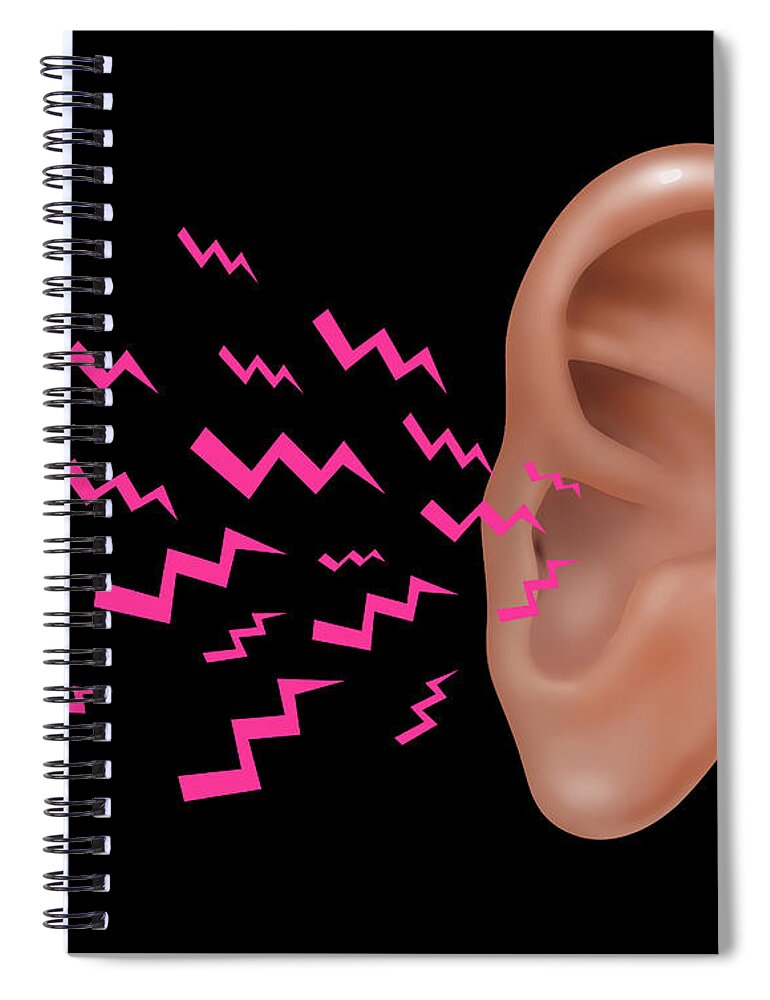 Illustration Spiral Notebook featuring the photograph Sound Entering Human Outer Ear by Gwen Shockey