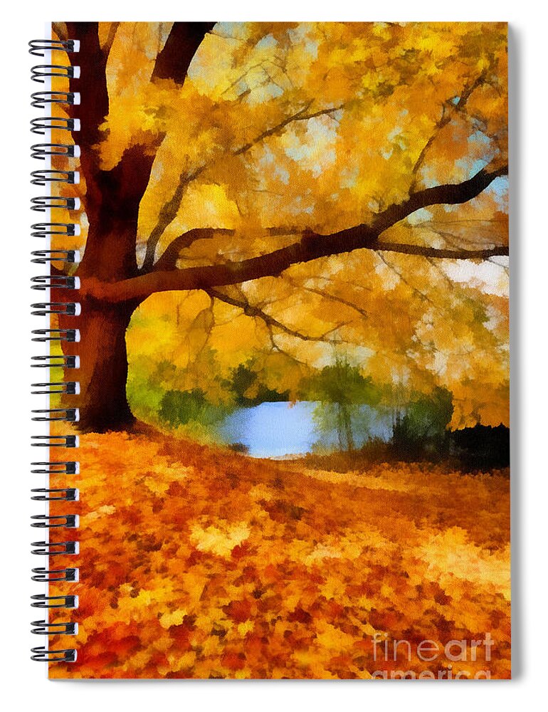 Autumn Spiral Notebook featuring the digital art A Blanket of Fall Colors #5 by Amy Cicconi