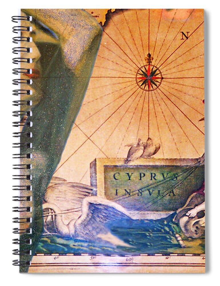 Augusta Stylianou Spiral Notebook featuring the digital art Ancient Cyprus Map and Aphrodite #8 by Augusta Stylianou