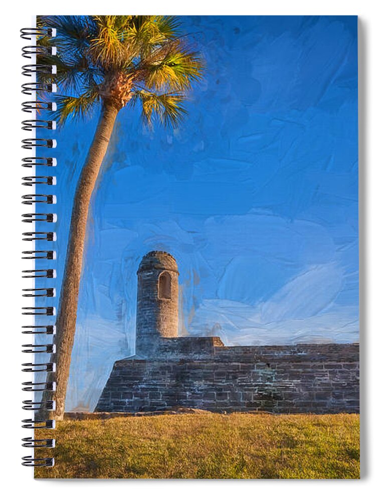 Castle Spiral Notebook featuring the photograph Castillo De San Marcos St Augustine Florida Painted #5 by Rich Franco