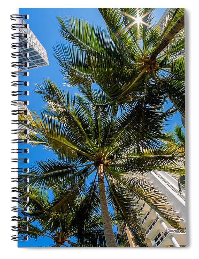 Architecture Spiral Notebook featuring the photograph Downtown Miami Brickell Fisheye by Raul Rodriguez