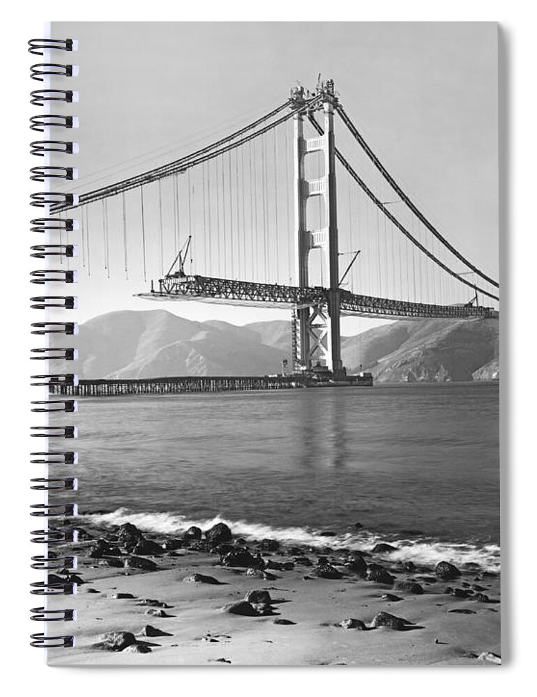 1937 Spiral Notebook featuring the photograph Golden Gate Bridge #7 by Underwood Archives