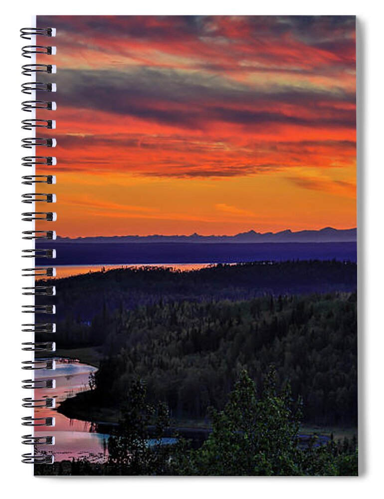 Photography Spiral Notebook featuring the photograph Mt Redoubt Volcano At Skilak Lake #5 by Panoramic Images