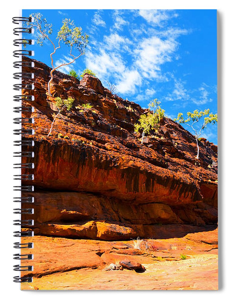 Palm Valley Central Australia Australian Outback Landscape Water Hole Oasis Palm Trees Ghost Gums Spiral Notebook featuring the photograph Palm Valley Central Australia #5 by Bill Robinson