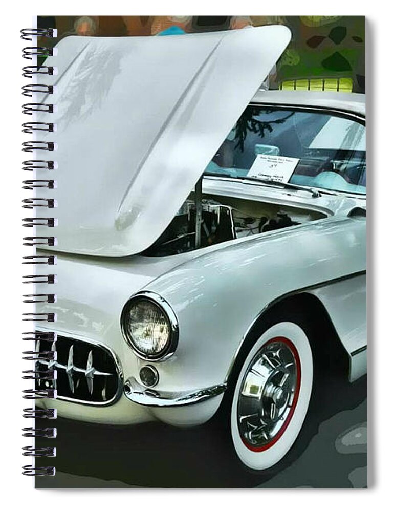 Victor Montgomery Spiral Notebook featuring the photograph '56 Corvette #56 by Vic Montgomery