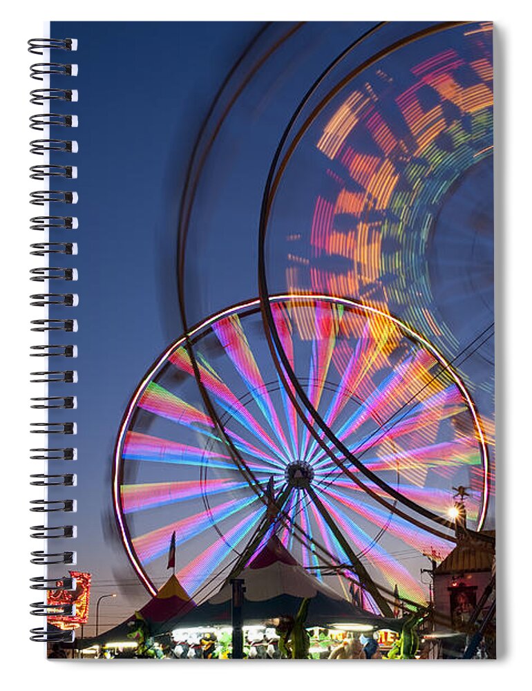 Americana Spiral Notebook featuring the photograph Evergreen State Fair with ferris wheel #6 by Jim Corwin