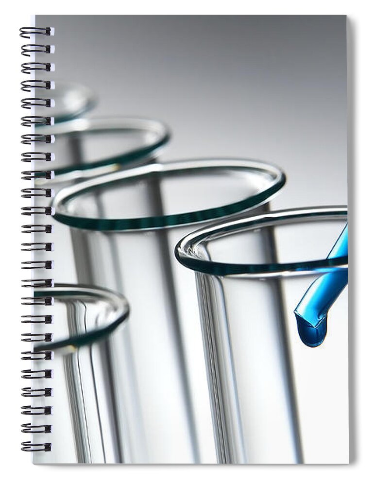 Test Spiral Notebook featuring the photograph Laboratory Test Tubes in Science Research Lab #6 by Science Research Lab