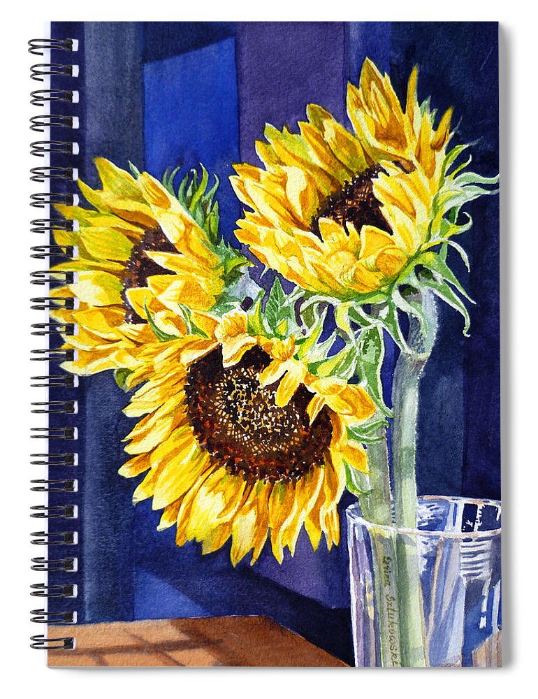 Sunflowers Spiral Notebook featuring the painting Sunflowers by Irina Sztukowski