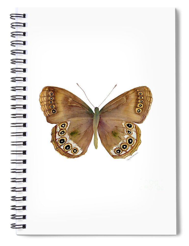 Woodland Brown Butterfly Spiral Notebook featuring the painting 64 Woodland Brown Butterfly by Amy Kirkpatrick