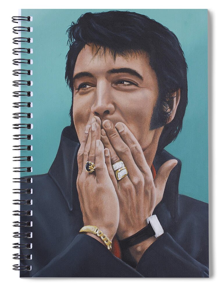 Elvis Spiral Notebook featuring the painting 69 Press Conference by Rob De Vries