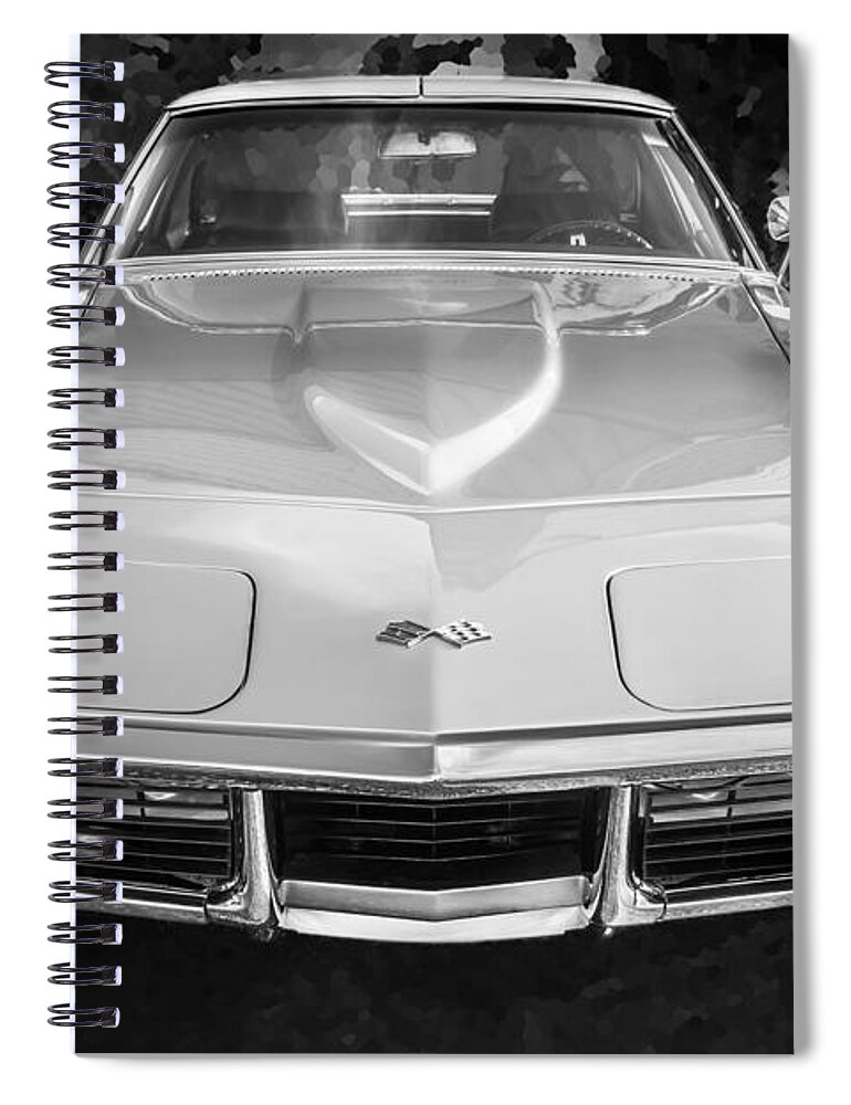 1969 Corvette Spiral Notebook featuring the photograph 1969 Chevrolet Corvette 427 BW #7 by Rich Franco