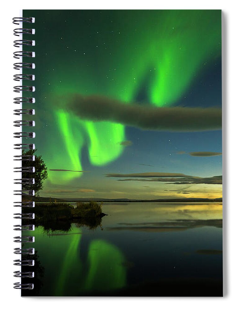Dawn Spiral Notebook featuring the photograph Aurora Borealis On Iceland #7 by Subtik