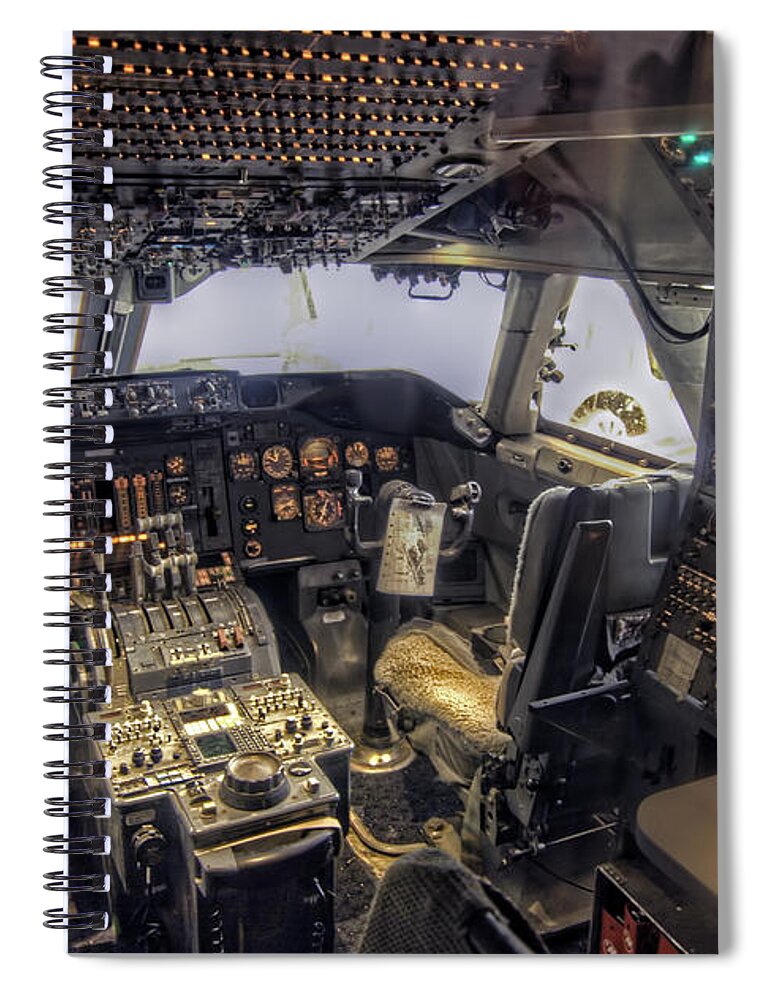 Tonemapped Spiral Notebook featuring the photograph 747 Cockpit by Tim Stanley