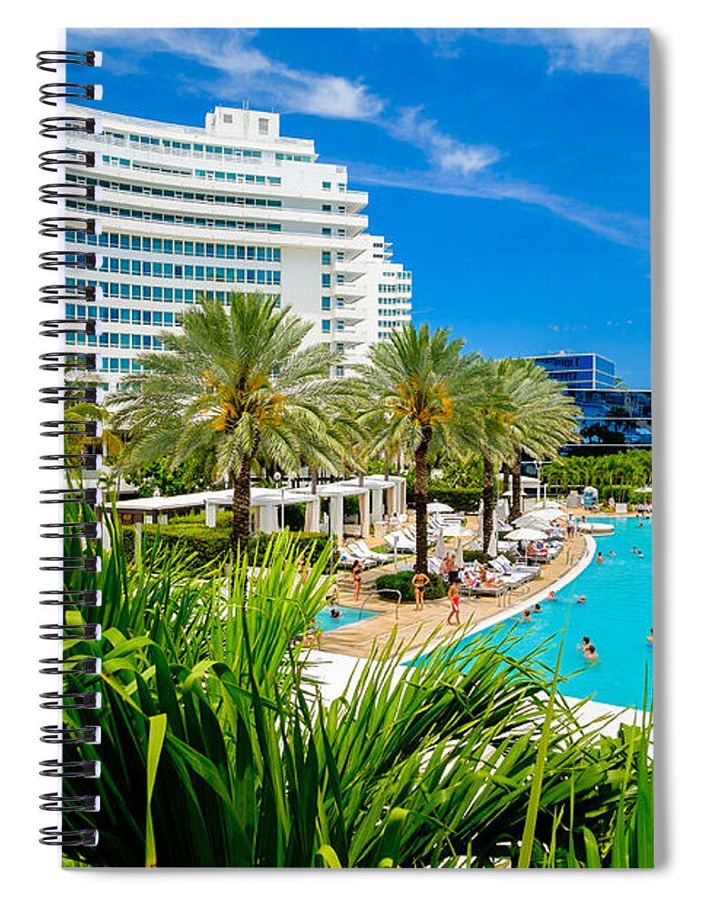 Architecture Spiral Notebook featuring the photograph Fontainebleau Hotel by Raul Rodriguez