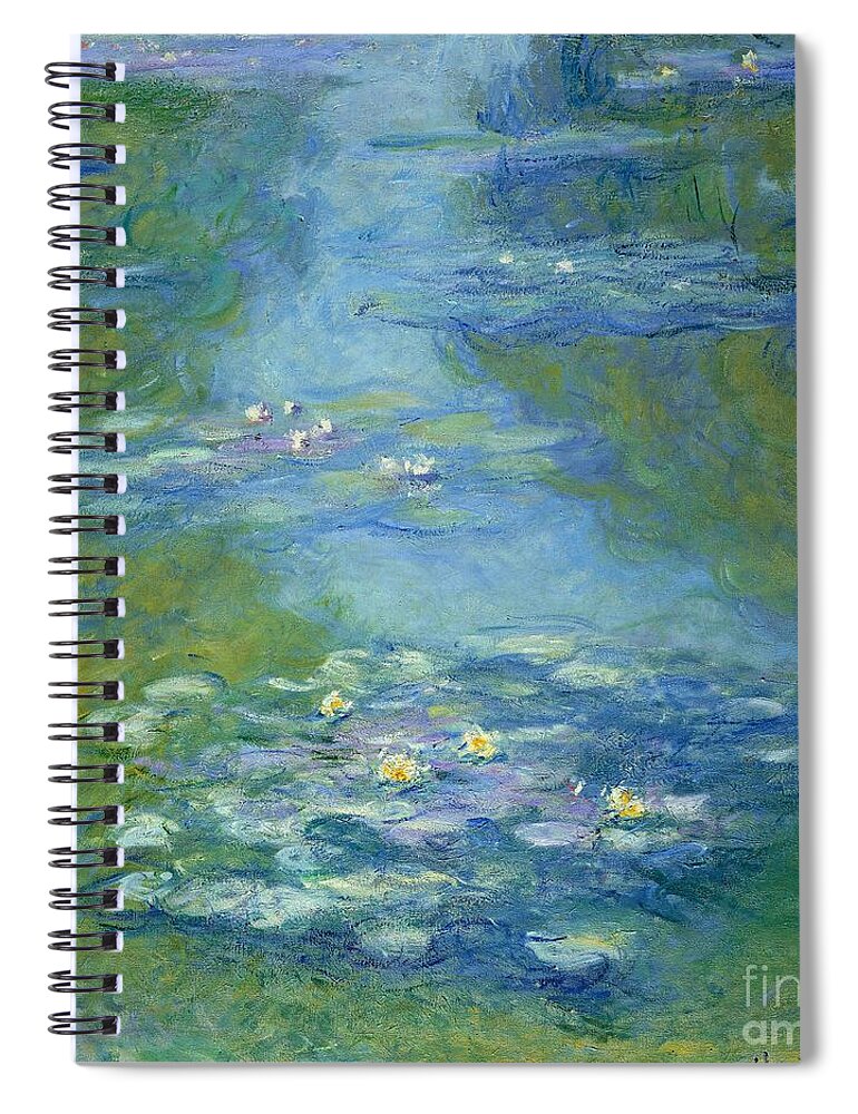French Spiral Notebook featuring the painting Waterlilies by Claude Monet