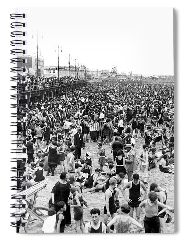 1920s Spiral Notebook featuring the photograph 800,000 At Coney Island Today #800000 by Underwood Archives