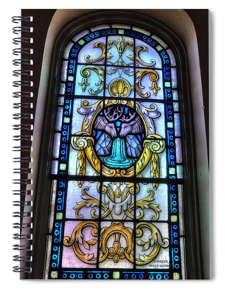 Mn Church Spiral Notebook featuring the photograph Stained Glass Church of Saint Agnes by Amanda Stadther