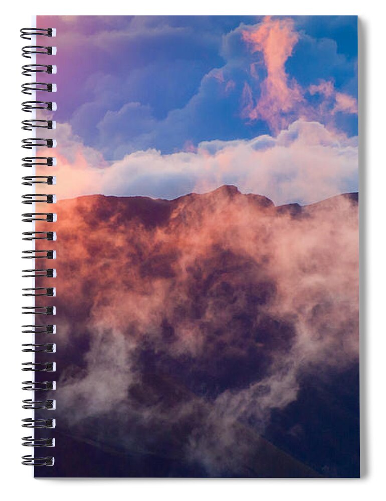 Haleakala National Park Spiral Notebook featuring the photograph Clouds at sunrise over Haleakala Crater Maui Hawaii USA #9 by Don Landwehrle