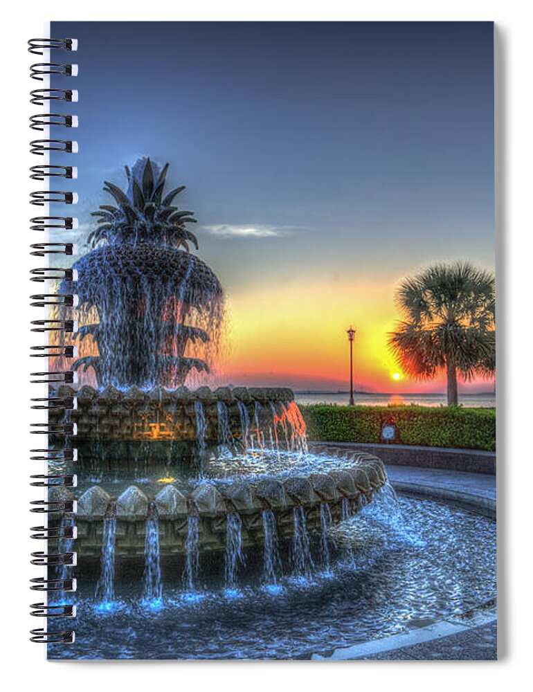 Pineapple Fountain Spiral Notebook featuring the photograph Pineapple Glowing by Dale Powell