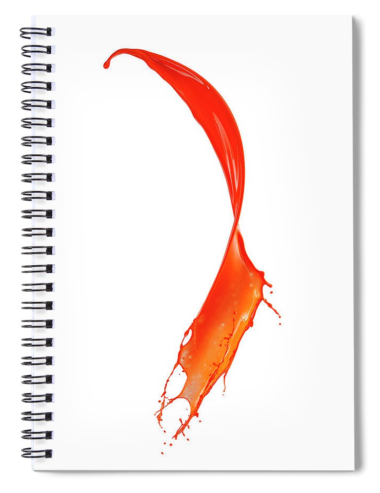 Orange Color Spiral Notebook featuring the photograph Splashing Of The Color Paint #9 by Level1studio
