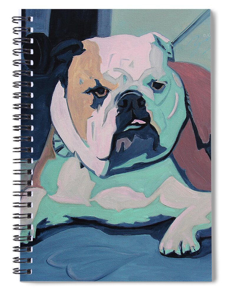 Bulldog Spiral Notebook featuring the painting A Bulldog In Love by Xueling Zou