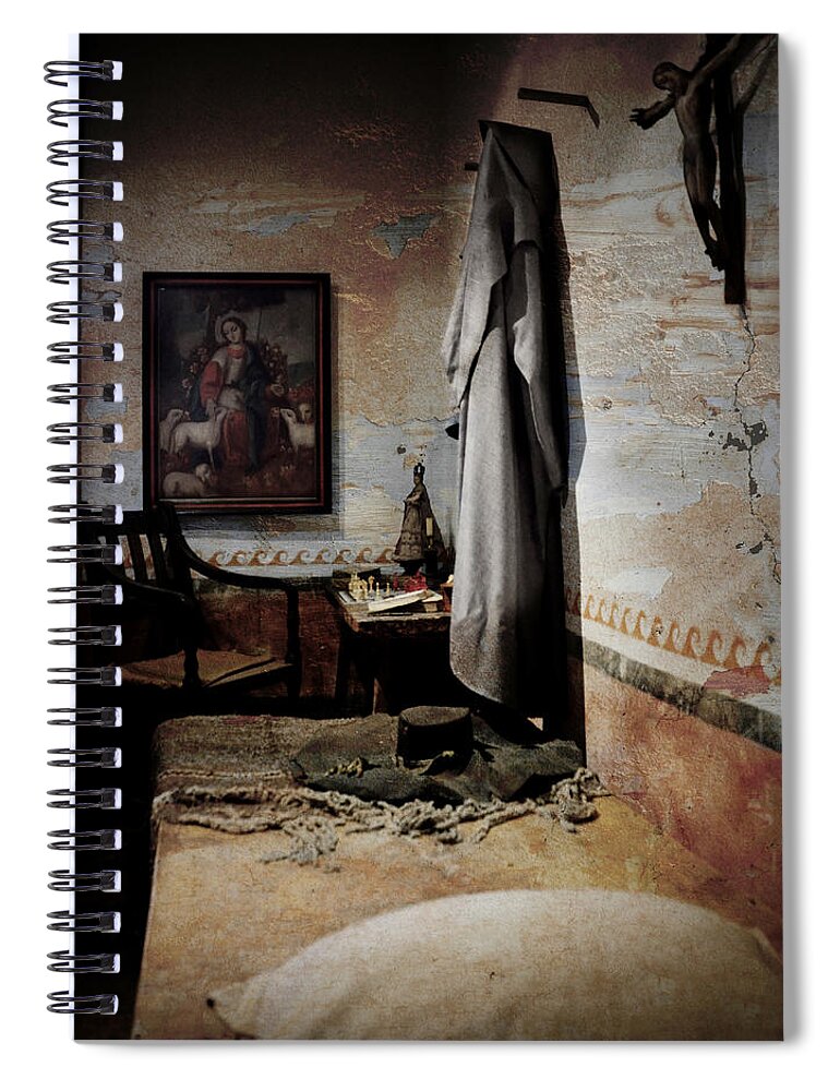 Santa Barbara Spiral Notebook featuring the photograph A cell in Santa Barbara Mission by RicardMN Photography
