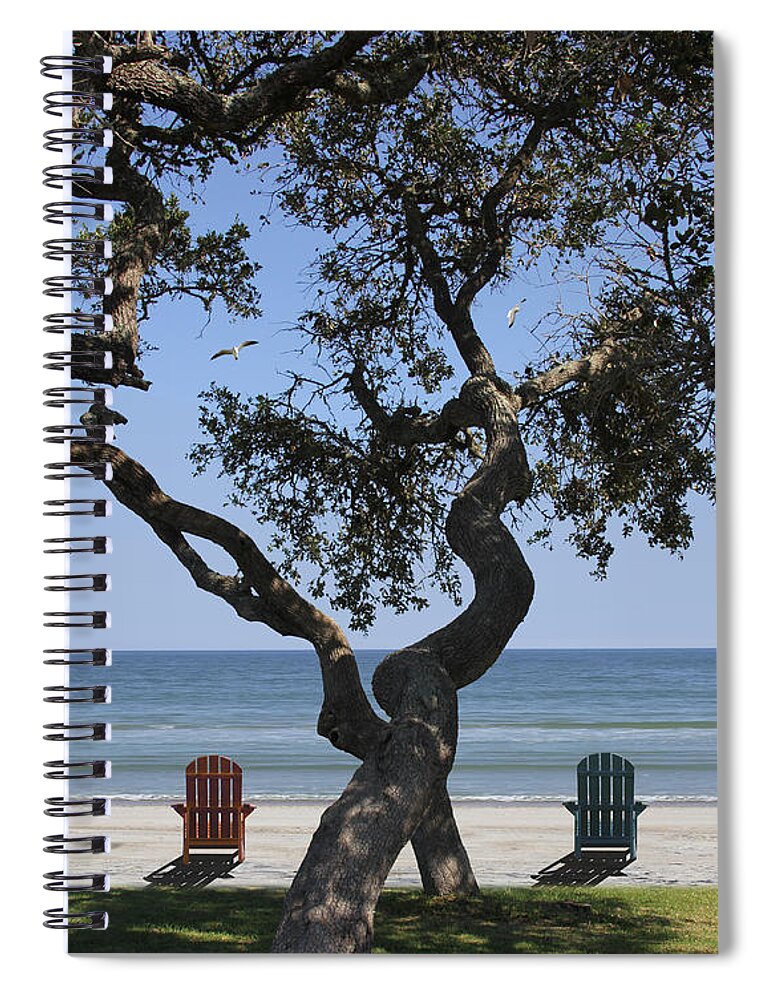 Seascape Spiral Notebook featuring the photograph A Day at the Beach by Mike McGlothlen