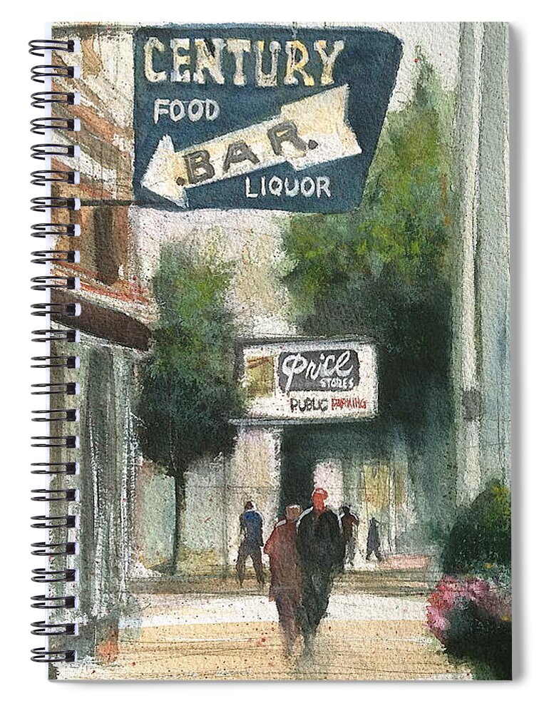 Downtown Dayton Spiral Notebook featuring the painting A Day in Downtown Dayton by Gregory DeGroat