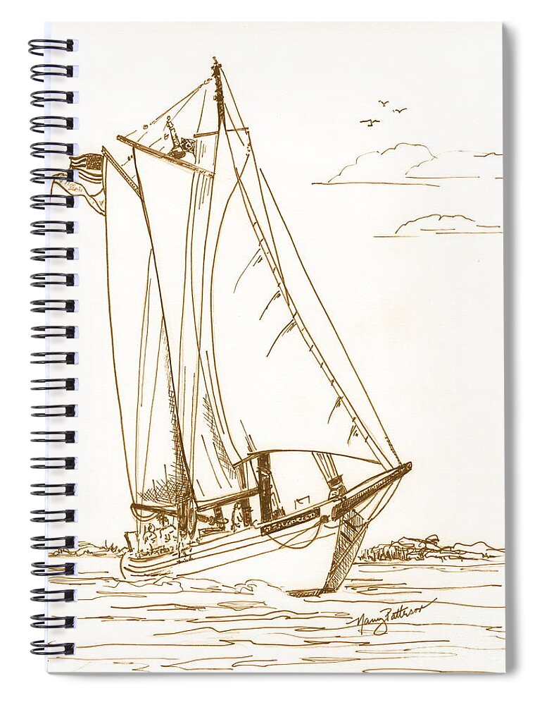 Aj Meerwald Spiral Notebook featuring the drawing A Day On The Bay by Nancy Patterson