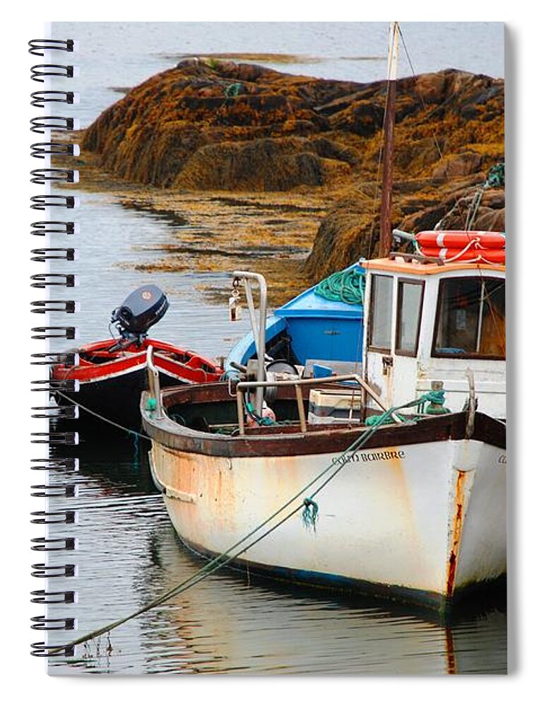 Boat Spiral Notebook featuring the photograph A Fishing We Will Go by Norma Brock