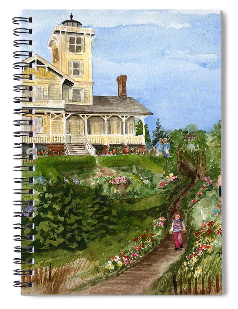 Hereford Inlet Lighthouse Spiral Notebook featuring the painting A Garden For All Ages by Nancy Patterson
