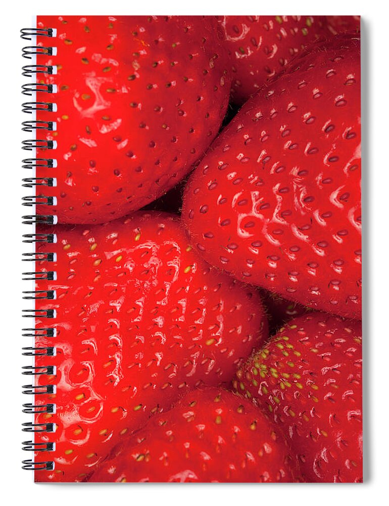 Heap Spiral Notebook featuring the photograph A Heap Of Strawberries, Close-up, Full by Larry Washburn