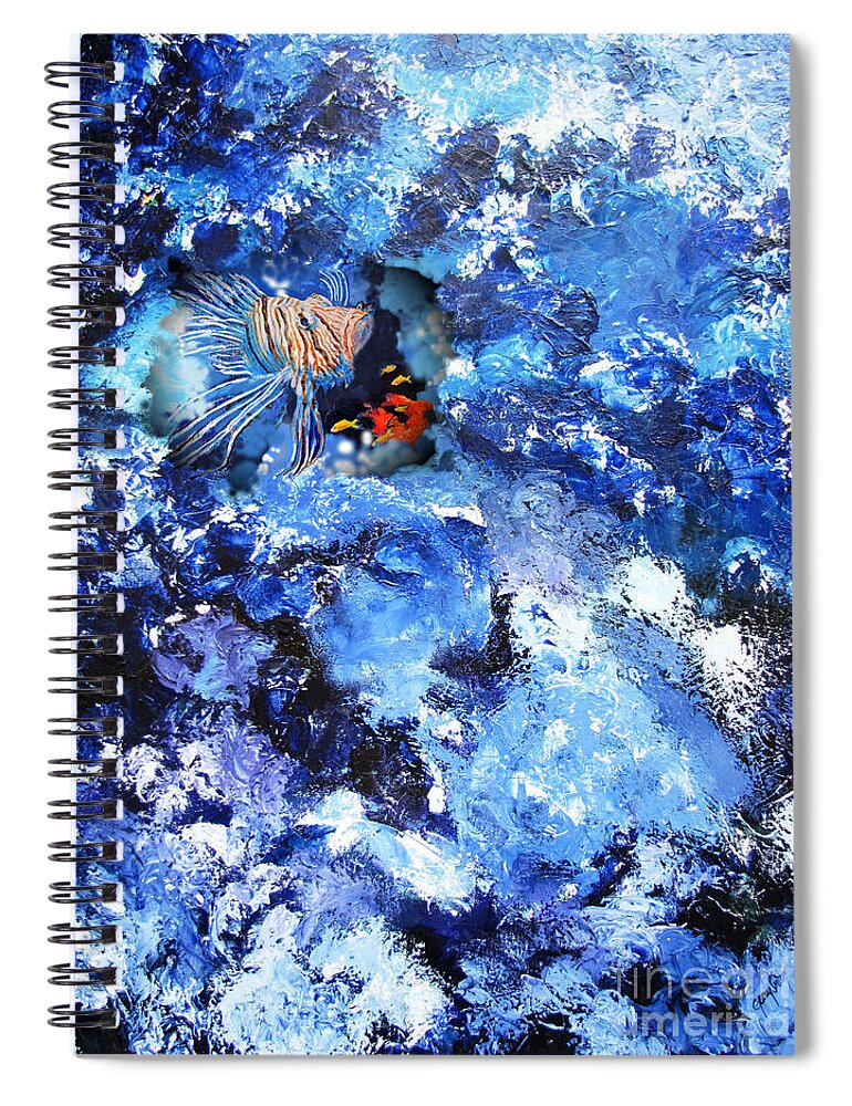 Lion Spiral Notebook featuring the painting A Lion Out Of The Coral by Gary Smith