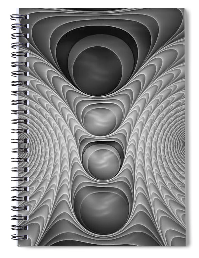 Abstract Spiral Notebook featuring the digital art A Monochromatic Hypnotist by Olga Hamilton