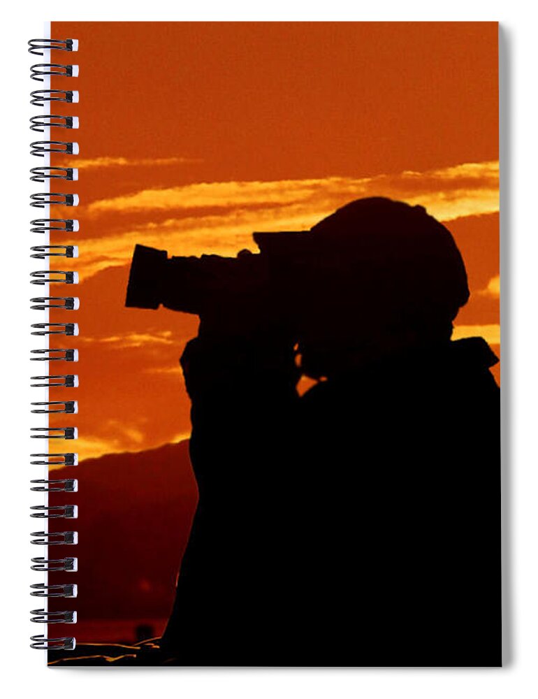 Sunset Spiral Notebook featuring the photograph A Photographer Enjoying His Work by Kathy Baccari