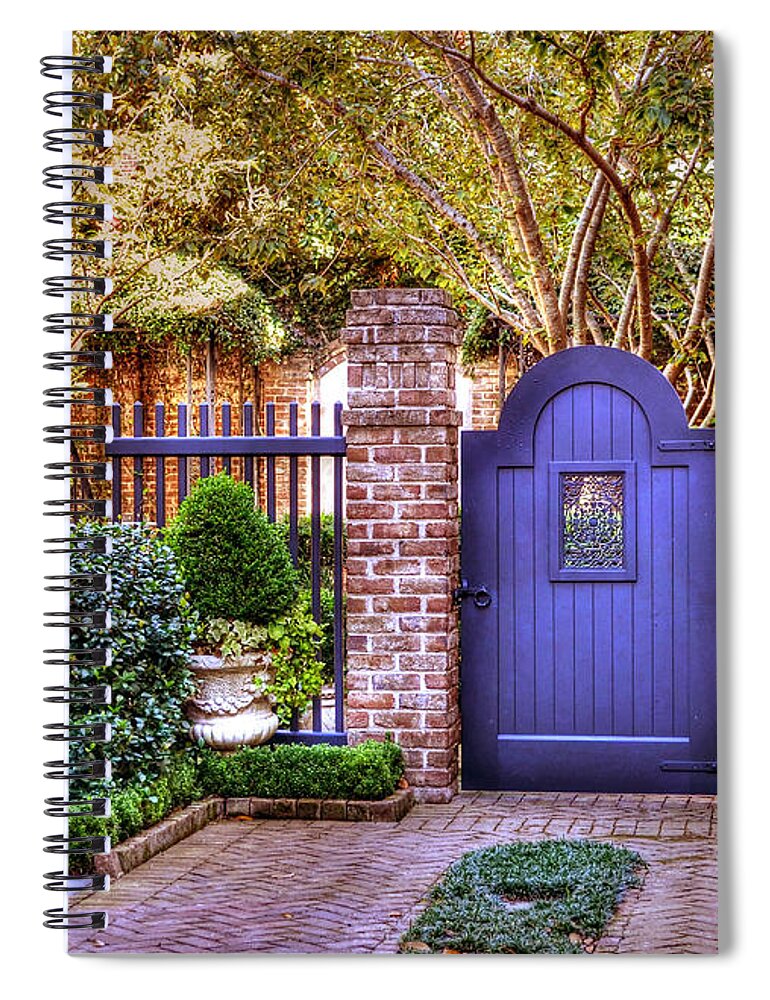 Garden Spiral Notebook featuring the photograph A Private Garden In Charleston by Kathy Baccari