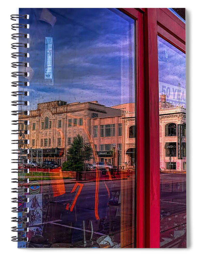 Wausau Spiral Notebook featuring the photograph A Reflection of Wausau's Grand Theater by Dale Kauzlaric