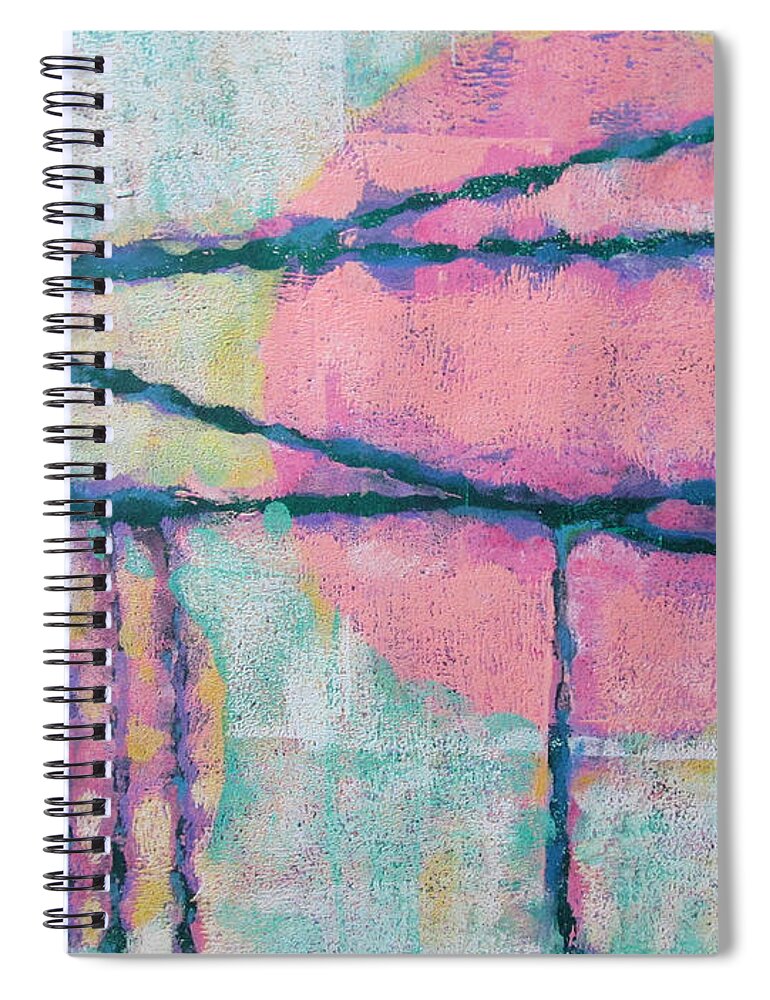 Abstract Spiral Notebook featuring the painting A Road Less Traveled by Maria Huntley