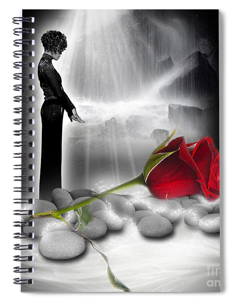 A Rose For Whitney Spiral Notebook featuring the digital art A rose for Whitney - fantasy art by Giada Rossi by Giada Rossi