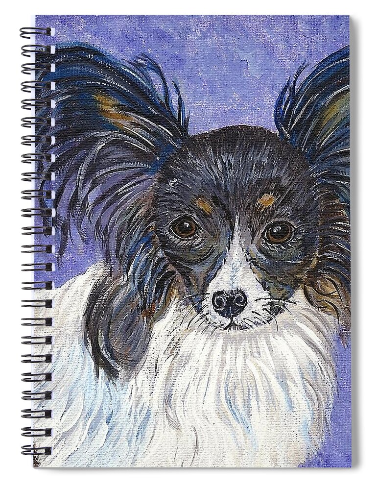 Dog Spiral Notebook featuring the painting A Royal Papillon by Ella Kaye Dickey