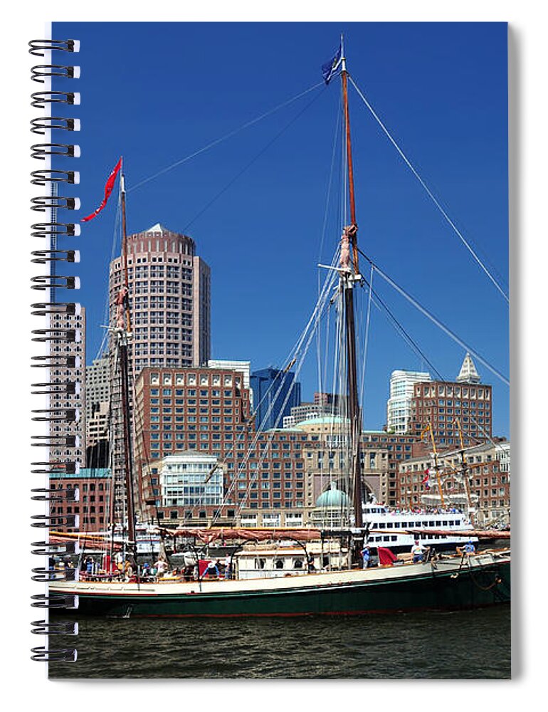 New England's Best Spiral Notebook featuring the photograph A Ship in Boston Harbor by Mitchell Grosky