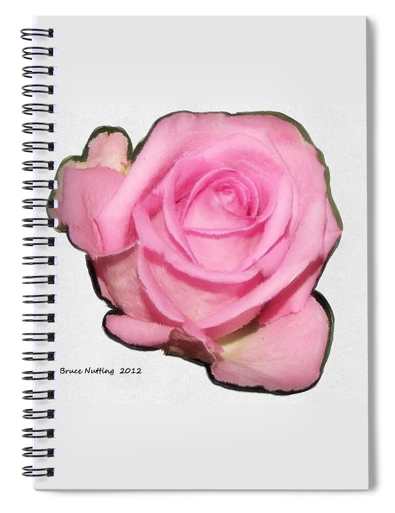 Flower Spiral Notebook featuring the painting A Single Pink Rose by Bruce Nutting